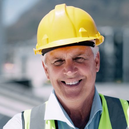 Engineer wearing a yellow helmet