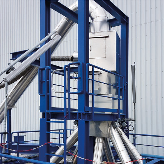 A shot cleaning system in white and blue